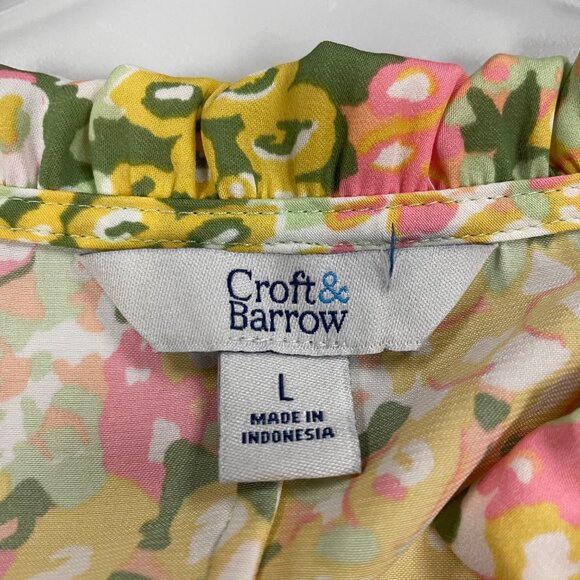 Croft & Barrow Womens Maxi Sundress Cap Ruffle Sleeve Yellow/Multi Size Large - Picture 8 of 9